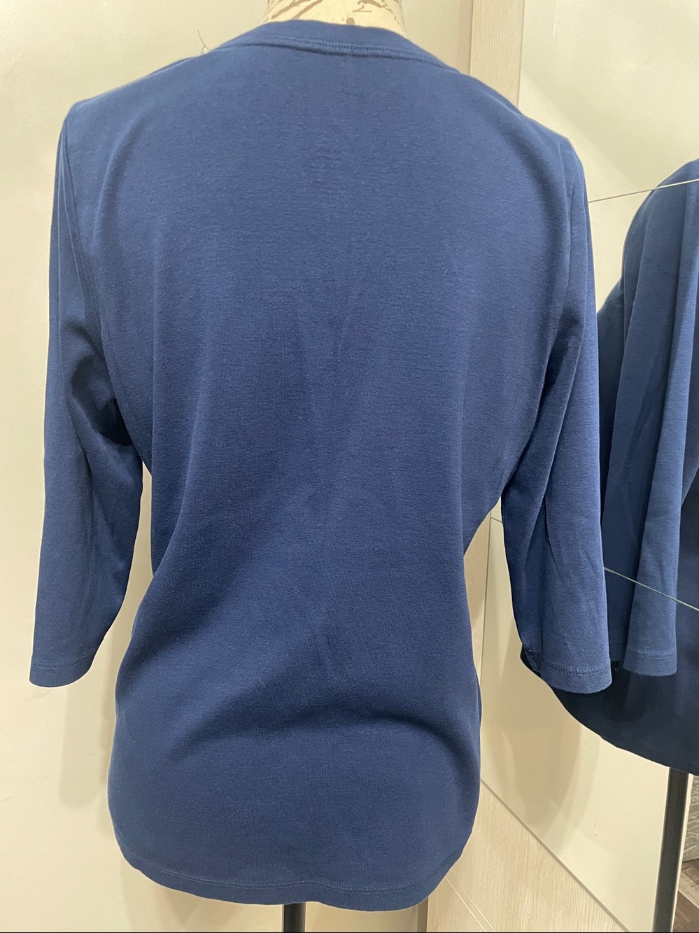 St. John's Bay Navy V-Neck Long Sleeve Top - Picture 2 of 5